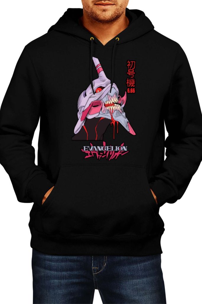 Herren Kapuzenpullover Japan Manga Comics Anime Neon Anime Genesis Manga Evangelion Eva Unit 03 Mech Var-037 Eva Unit Mech, Man M / Schwarz