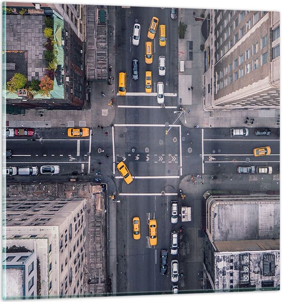 Bilder auf glas - New York Straße - 60x60cm - Glasbilder - Wandbilder - Kunstdruck - zum Aufhängen bereit - Wanddekoration aus Glas - Glas Bilder...