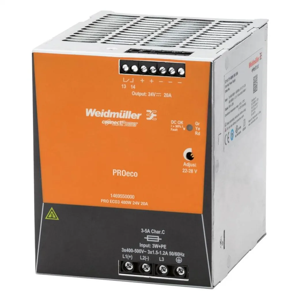 Alimentation Stabilisée 24V 20A pour Automatisme Weidmüller PROECO3 480W