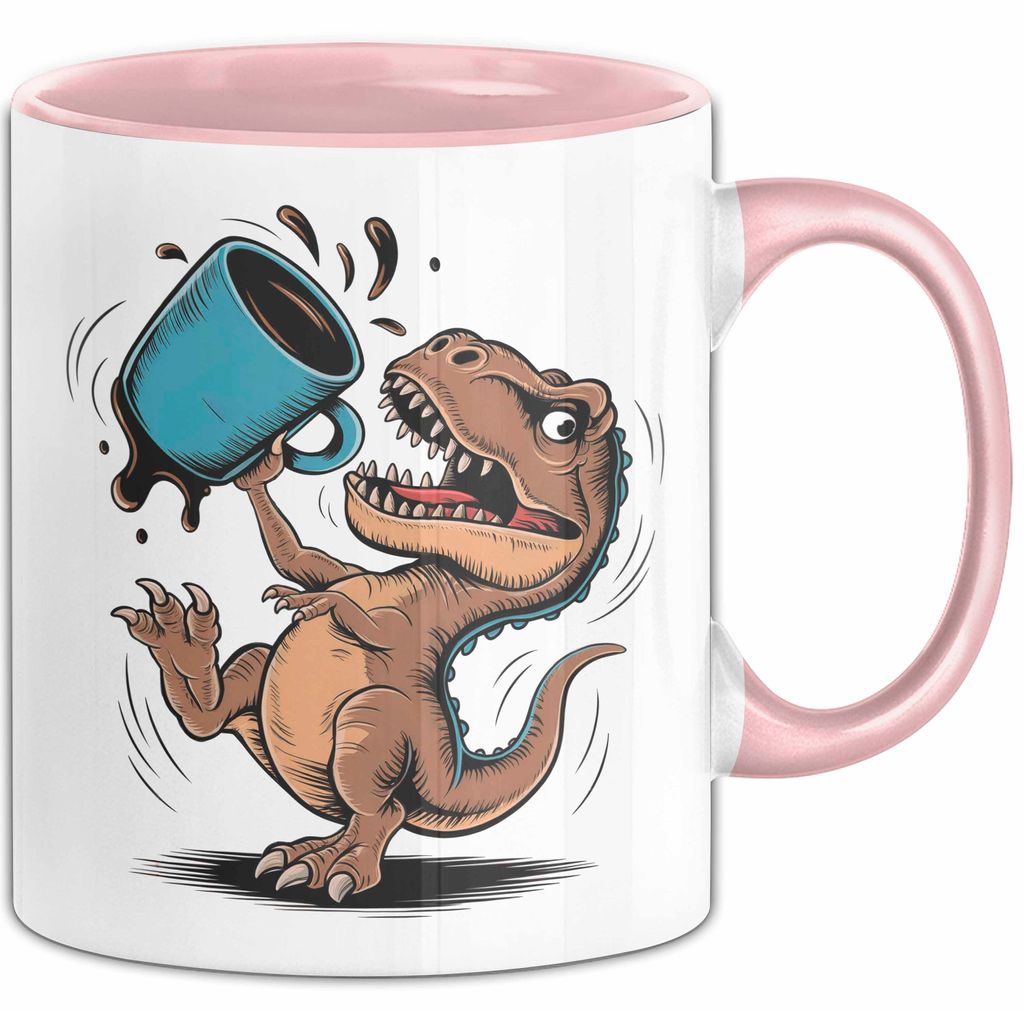 Dinosaurier Fan Tasse Geschenkidee für Urzeit Fans (Rosa)