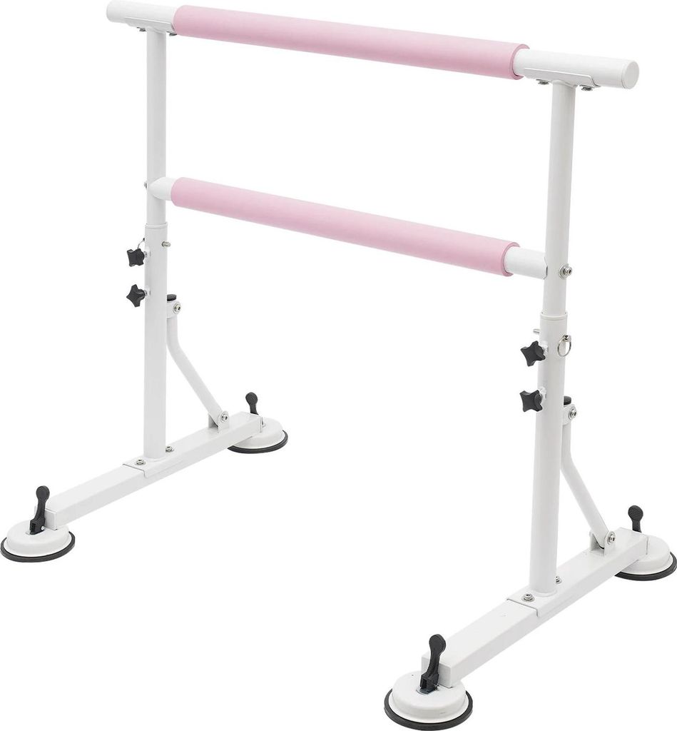 Indoor Turnstange - Freistehende horizontale Stange - Höhenverstellbar 84–110 cm - 6 Höhenstufen - Balance- und Tanztraining - Pink