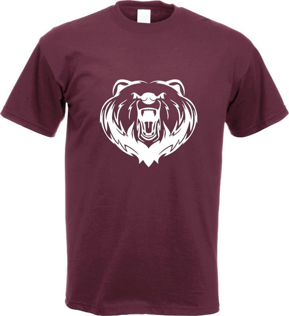 Kiwistar - T-Shirt - Burgund - Grizzly Bear - Bär - Motiv Bedruckt Funshirt Design Print - mit Motiv Bedruckt - Funshirt Design - Sport - Freizeit...