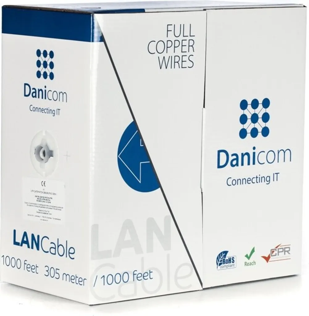 Câble de réseau Cat6 UTP 305m Dsit Danicom haute vitesse en bobine