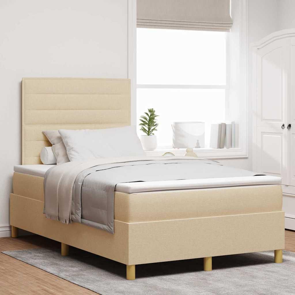Maison Exclusive - LED Boxspringbett mit Matratze Creme 120 x 200 cm Stoff