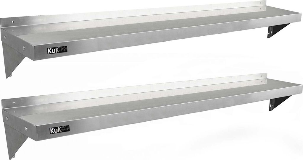 KuKoo 2 x Gastro Edelstahl Regal Wandregal Küchenregal Wandbord Gewürzregal