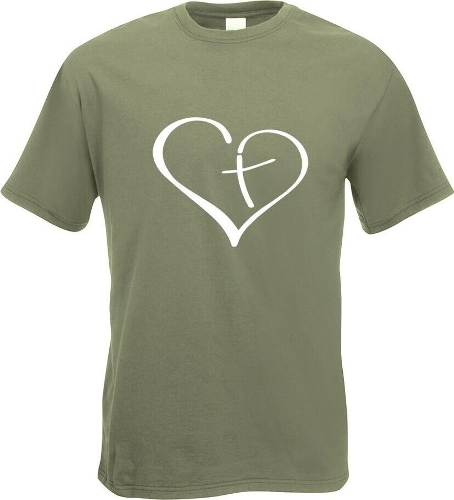 Kiwistar - T-Shirt - Olive - Christian Love Motiv Bedruckt Funshirt Design Print - mit Motiv Bedruckt - Funshirt Design - Sport - Freizeit - Herren...