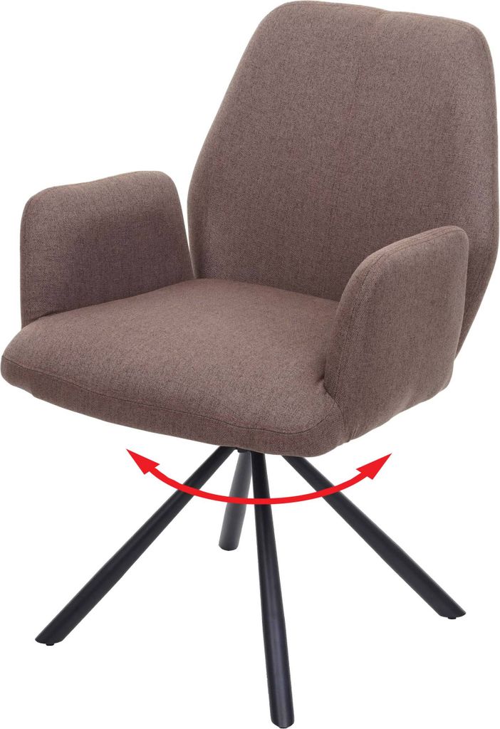 Esszimmerstuhl MCW-H71, Küchenstuhl Lehnstuhl Stuhl, drehbar Auto-Position Stoff/Textil Stahl braun
