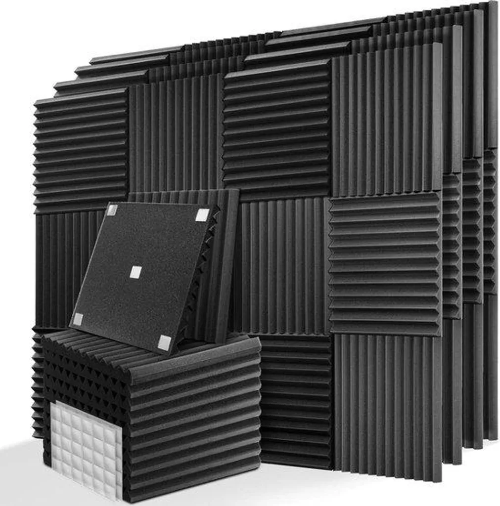 Mousse Acoustique Adhésive Noire - Élimine l'Écho et la Résonance 60 pces
