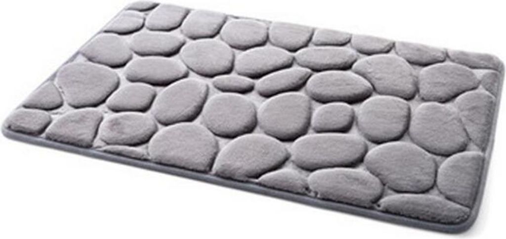 3D Kopfsteinpflaster rutschfest wasserabsorbierend Matte Pad Bad Küche (grau)