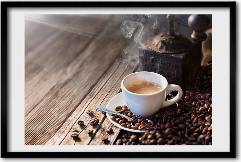 Bild 60x40 MDF-Rahmen, Wandkunst Morgen Kaffee