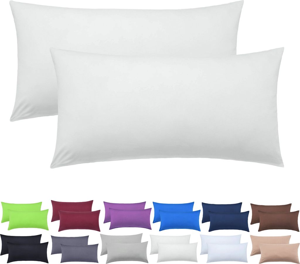 NatureMark 2er Pack Jersey Kissenbezug Kissenhülle Kissenbezüge Seitenschläferkissen Nackenkissen viele Größen und Farben (40 x 80 cm, Creme/N...
