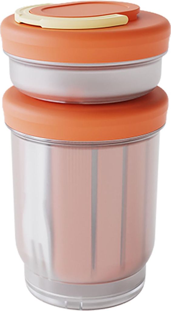Zimilo INS Stil Doppelschicht Salatbecher Frühstücksbecher To Go 760ml PP Kunststoff Fruchtbox Auslaufsicher mit Sieb für Büro Schule Kinder Or...
