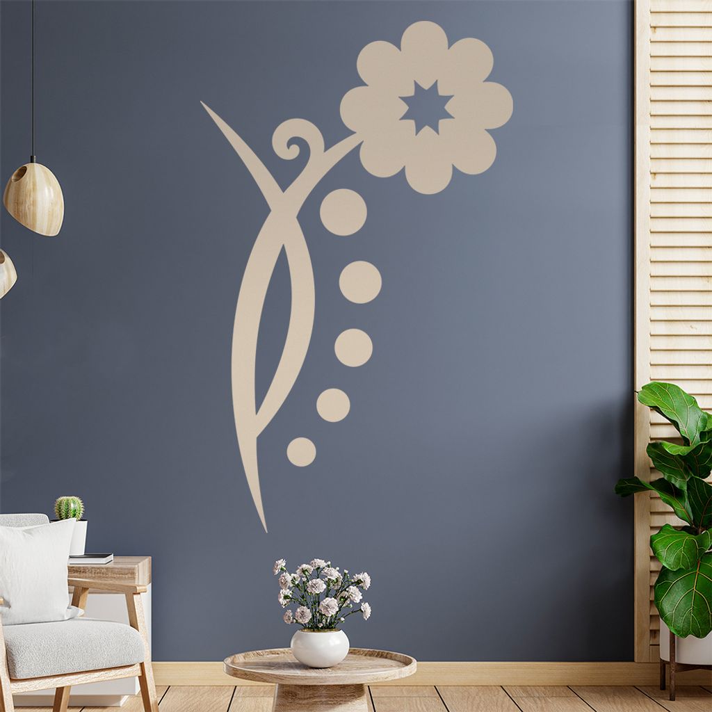 Blume - Linien Punkte Wandtattoo in 6 Größen - Wandaufkleber Wall Sticker - Dekoration, Küche, Wohnzimmer, Schlafzimmer, Badezimmer