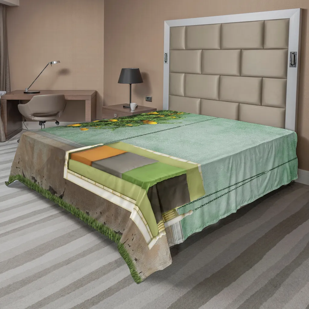 Drap de lit infroissable et ultra doux 266x260 cm motif jardin été