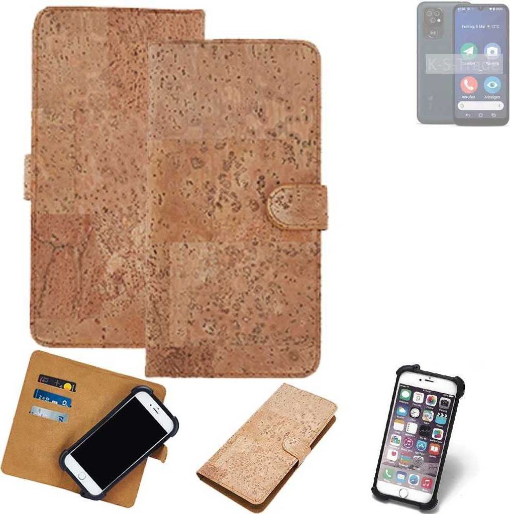 K-S-Trade Hülle kompatibel mit Doro 8200 Kork Handyhülle Cover Schutzhülle TPU Case Bumper in Hellbraun, (1x)