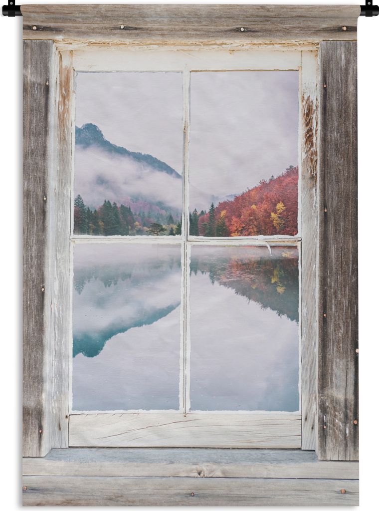 MuchoWow Wandteppich Wandbehang Aussicht - Herbst - Wasser 120x180 cm Tapisserie Dekoration Wandtuch - Schlafzimmer - Dekorationen für das Haus