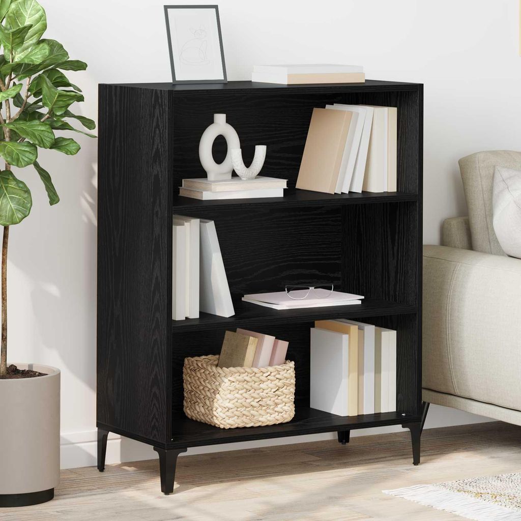 vidaXL Dressoir, zwart, eikenlook, 69,5 x 32,5 x 90 cm Productafbeelding 