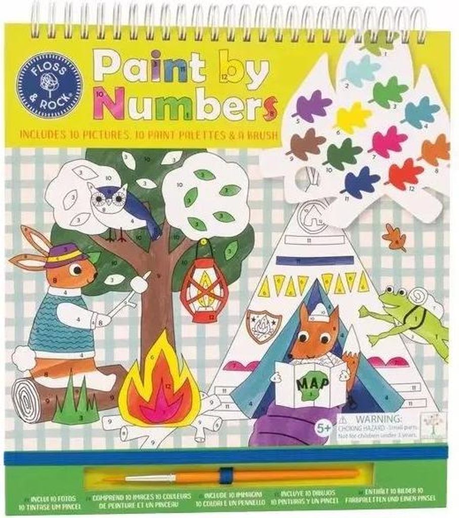 Malen nach Zahlen Malset Abenteuer, 10 Bilder, Pinsel, 10 Blumen-Farbpaletten, Spiralbindung, perforierter Rand, elastischer Verschluss