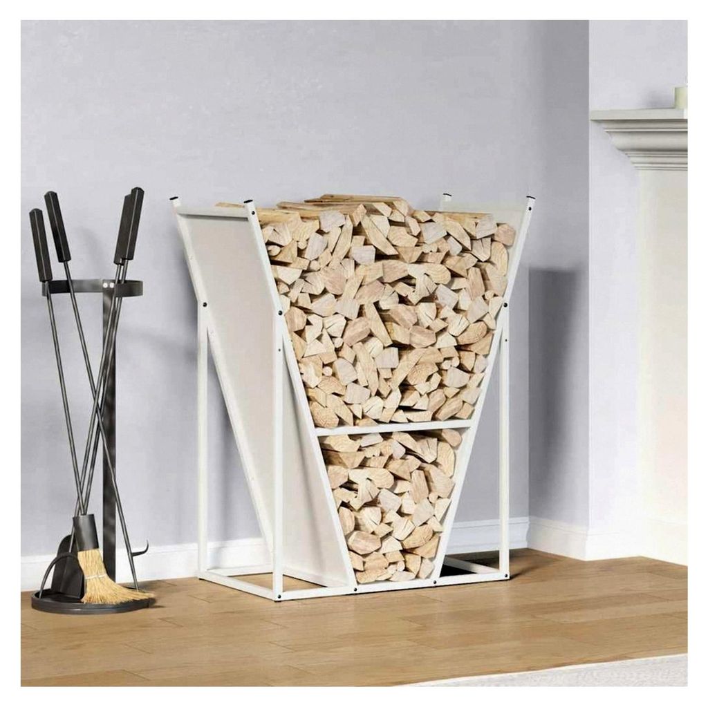 Holzständer, weiß, 69,5 x 35 x 81 cm, Gewächshaus, Aufbewahrungsregal für Kaminholz, Halterung für Brennholz, große Kapazität