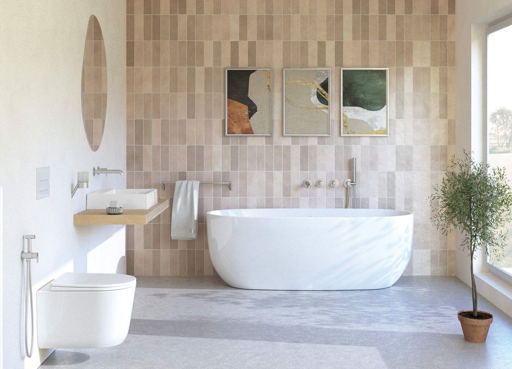 Wand WC Weiß D-Form Tiefspüler mit Wirbelspülung und Softclose Sitz "Jasmin"