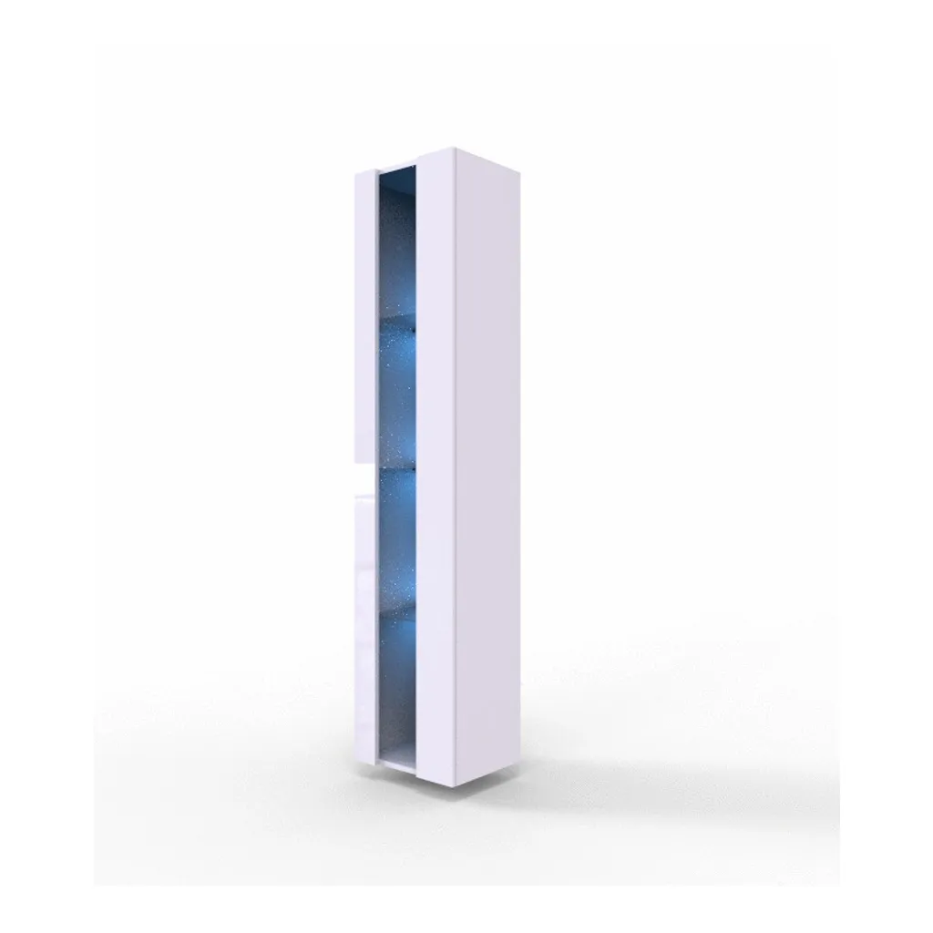 Vitrine avec éclairage LED ASHTON 180 blanc brillant - Meuble de salon