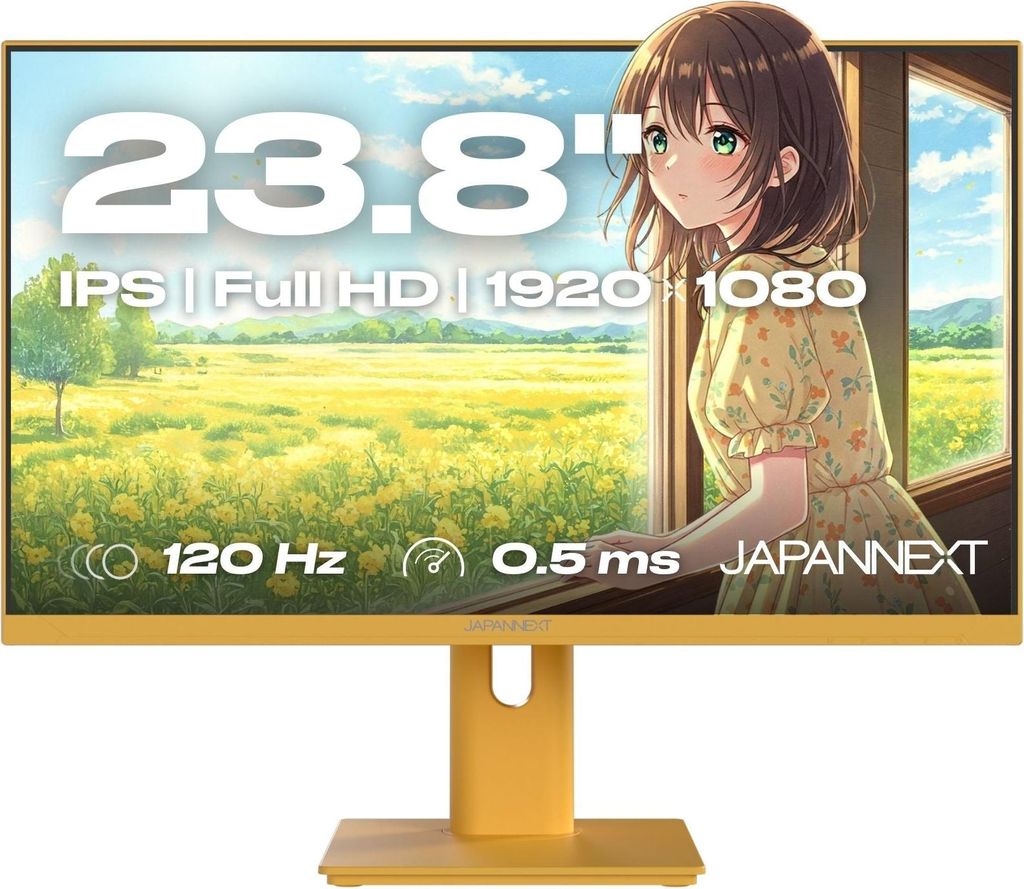 JAPANNEXT Gaming Monitor 23.8" IPS Full HD (1920x1080) 120Hz 0.5ms Pastell Gelb JN-IPS238G120F-HSP-YE