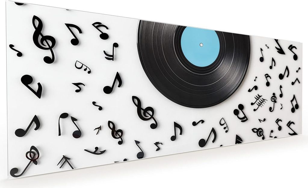 Küchenrückwand Spritzschutz Glas mit Motiv Schallplatte Musik 40 x 40 cm