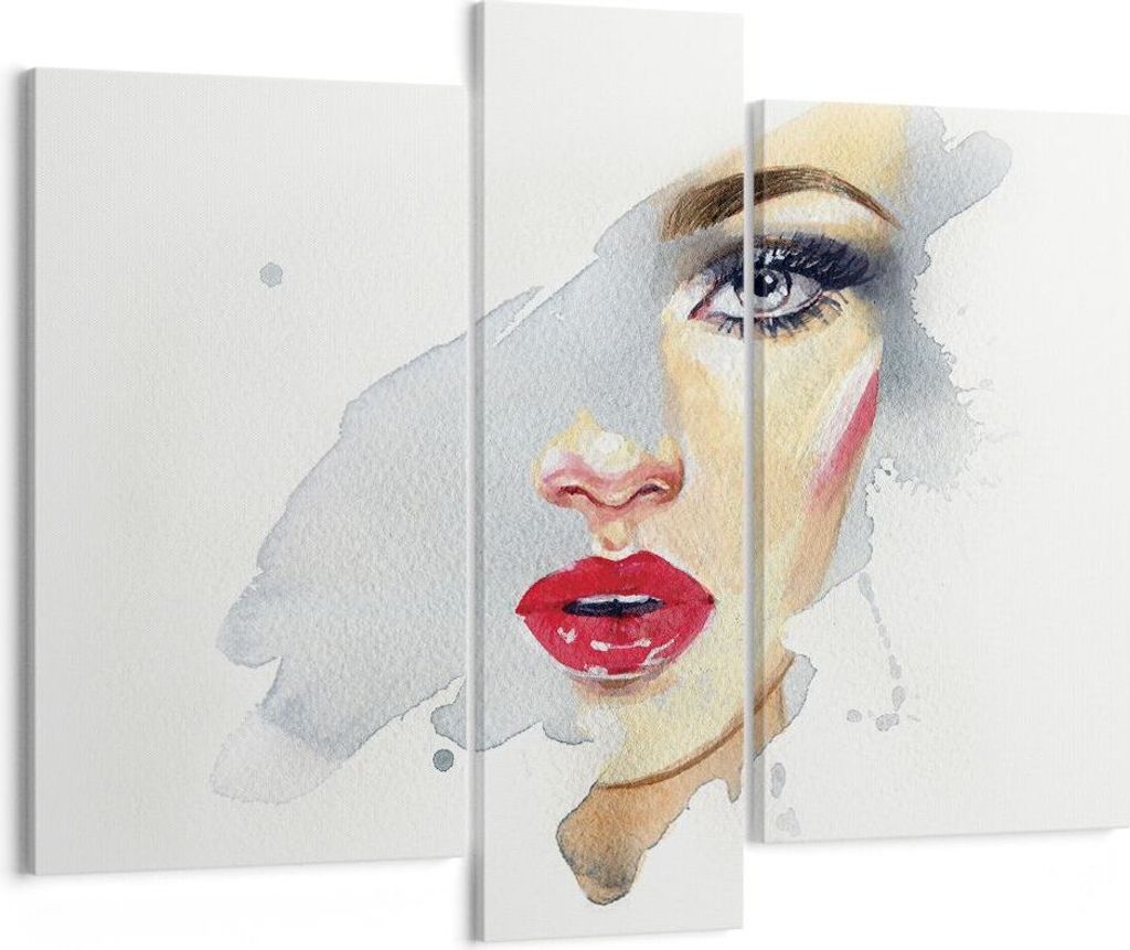 Bild auf Leinwand - Leinwandbild - 3 Teile - Aquarell Frau Mund - 95x80cm - Wand Bild - Wanddeko - Wandbilder - Leinwanddruck - Bilder - Wanddekora...