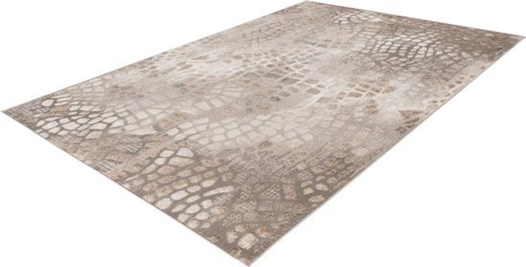 Lalee Milas - Teppich - Polyester - Glanz - High Low Effect - Low Flor Modern - Trendy- Designs- 3D-Effekt - Super Soft - 120x170 cm Silber Beige