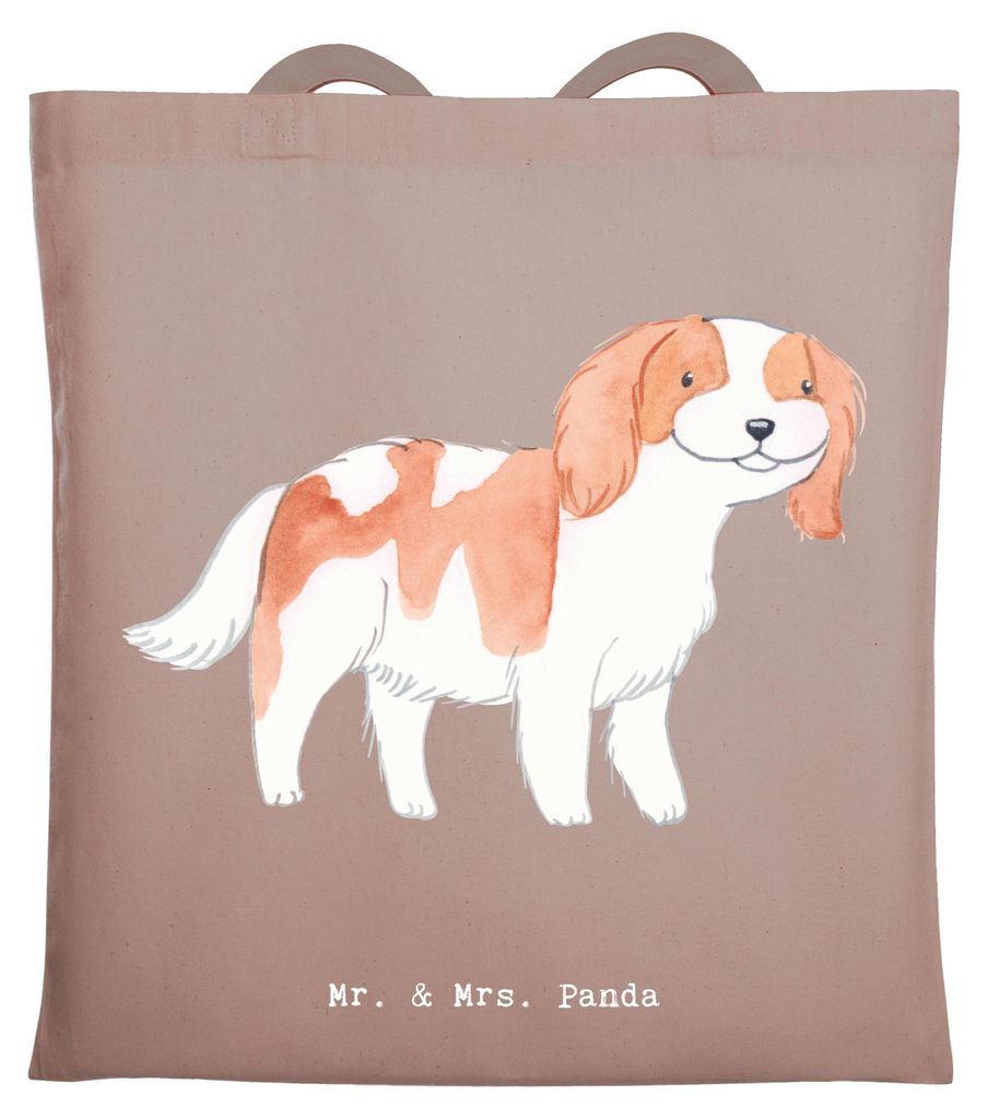 Mr. & Mrs. Panda Stoffbeutel Cavalier King Charles Spaniel Lebensretter - Braun Pastell - Geschenk, Tasche, Tote Bag, Shopping, Jutebeutel, Laptopt...