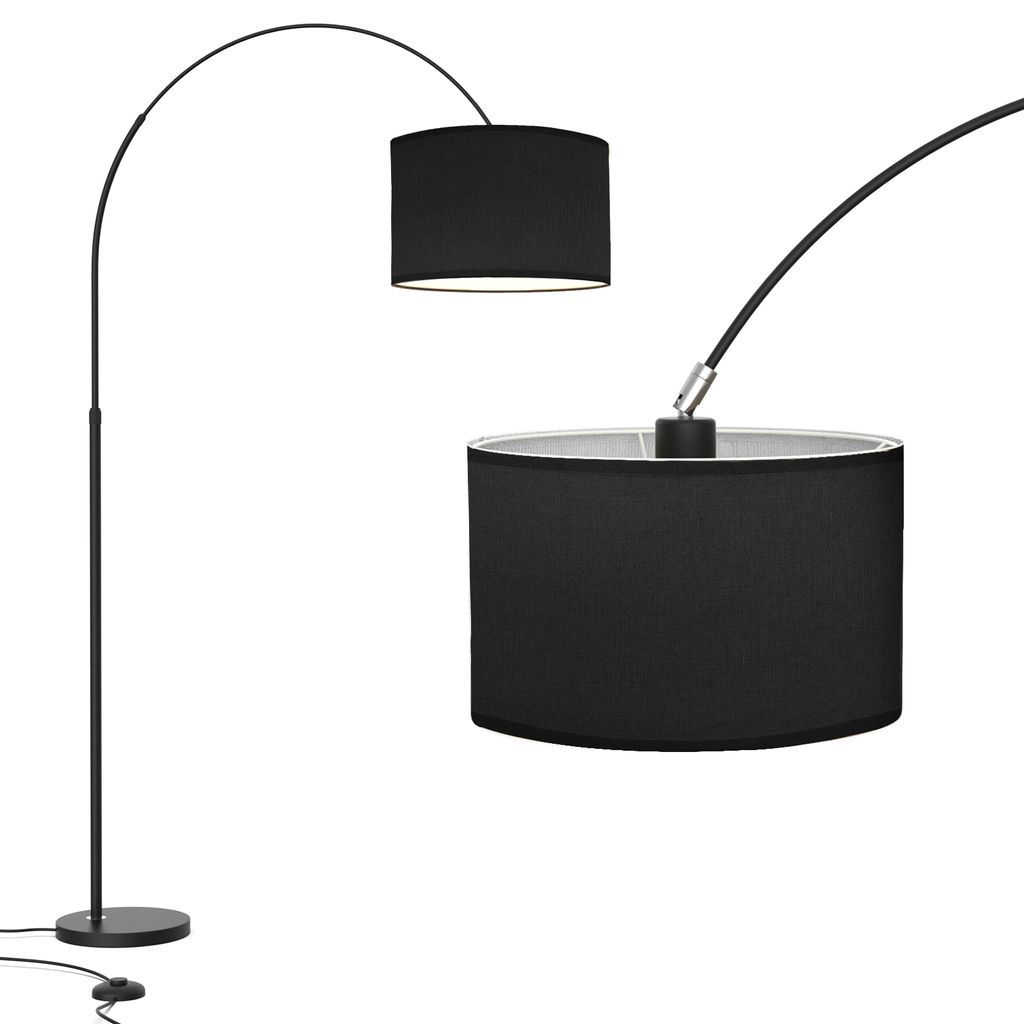 Bogenlampe Bogenleuchte Stehlampe Stoff beige Design E27 Produktbild 2