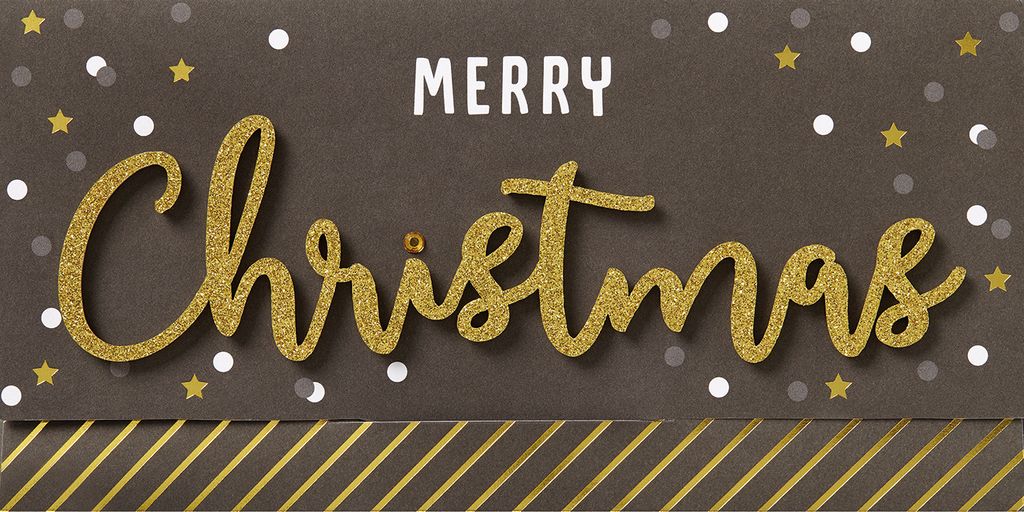 Weihnachten Lettering Surprise Geldkarte Gutscheinkarte Glückwunsc