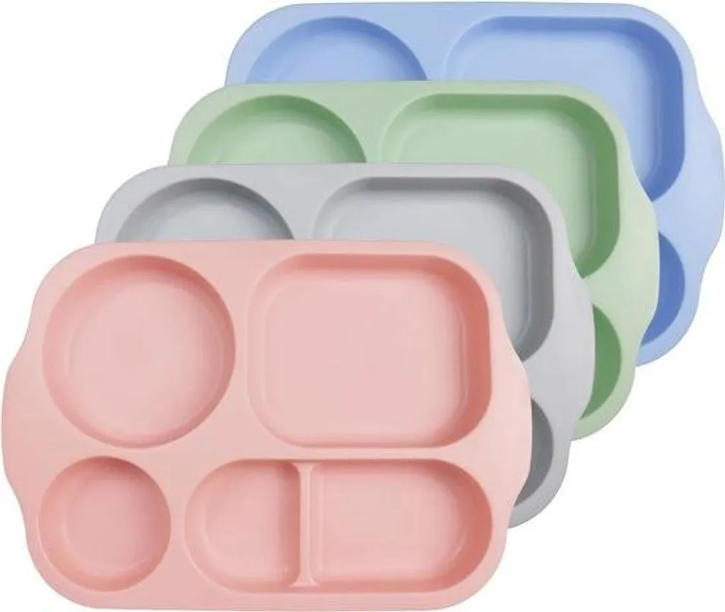 Assiettes de table divisées 5 compartiments pour repas équilibrés x4