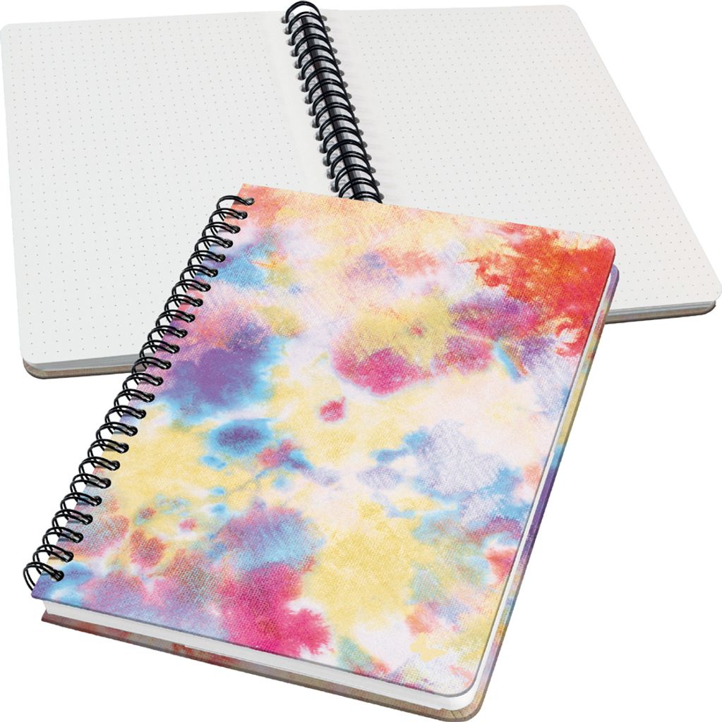 SIGEL JN608 Spiral-Notizbuch Jolie - Batik Holi - Dot-Lineatur (punktkariert) - 100 g/m² - ca. A5 - gelb, orange, pink, blau - Hardcover - 120 S. ...