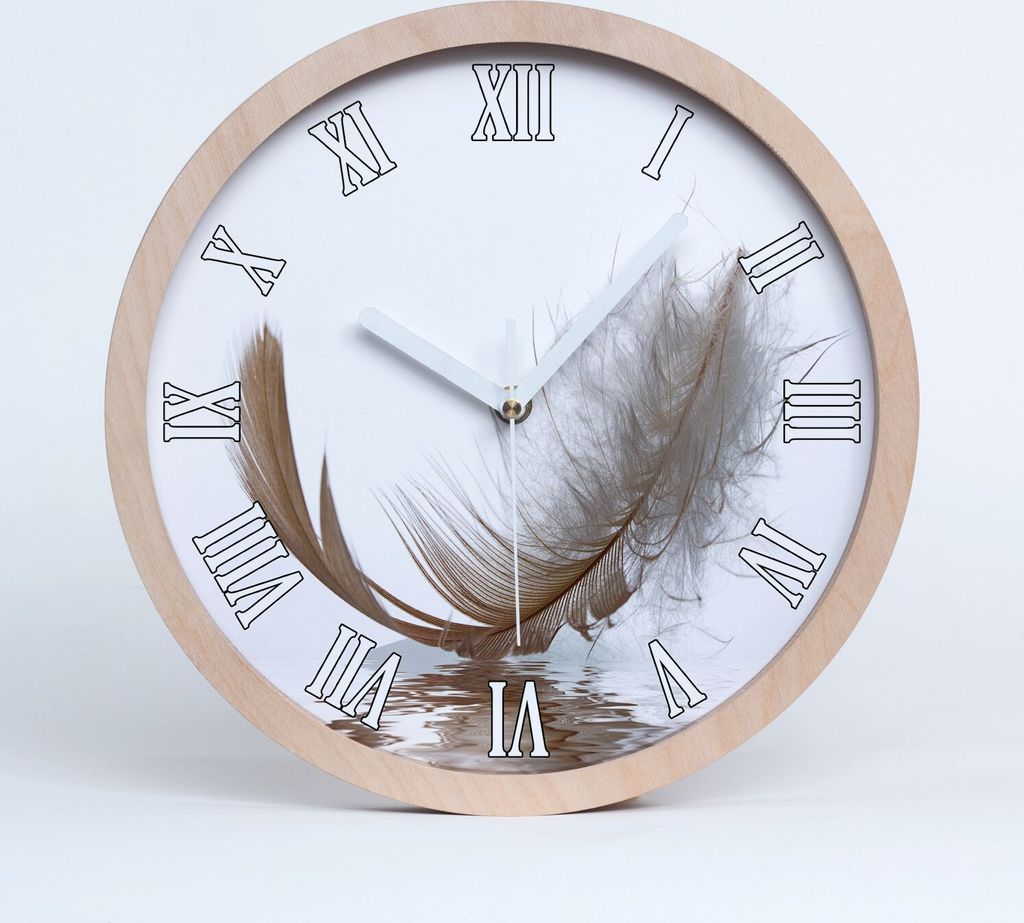 Holzuhr 20fi cm wanduhr - weiße Spitzen - Feder Wasser