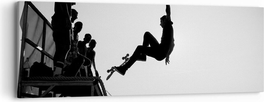 Bild auf Leinwand - Leinwandbild - Sport Skateboard - 90x30cm - Wand Bild - Wanddeko - Wandbilder - Leinwanddruck - Bilder - Kunstdruck - Wanddekor...