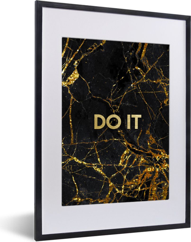 MuchoWow® Gerahmtes Poster Zitate - Motivation - Gold - Produktbild 