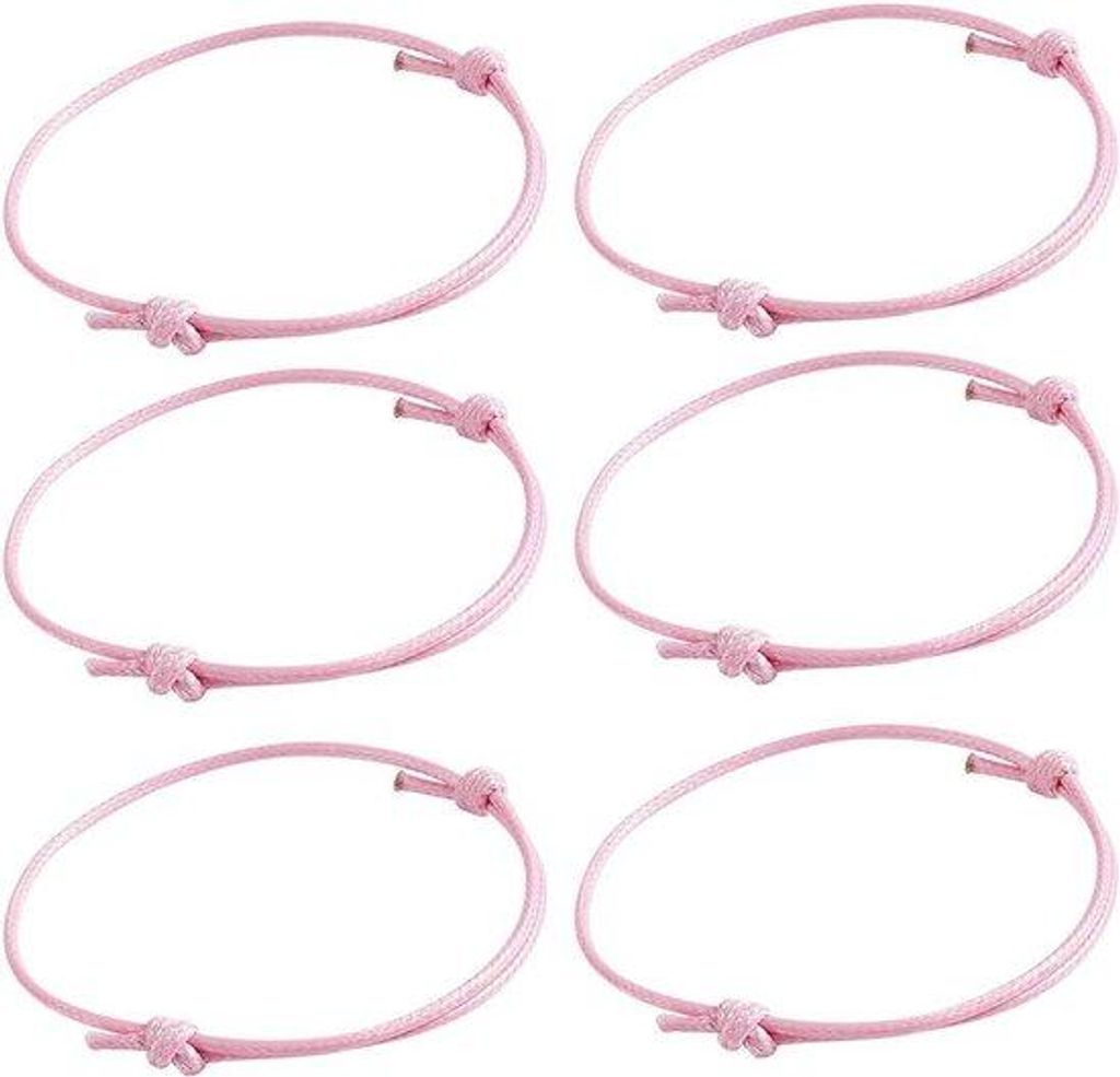 50 Stück flexiblere Polyester-Armbänder für Freundschaft - Handgefertigte und verstellbare - rosa Armbänder für Damen und Mädchen - Schutz- u...