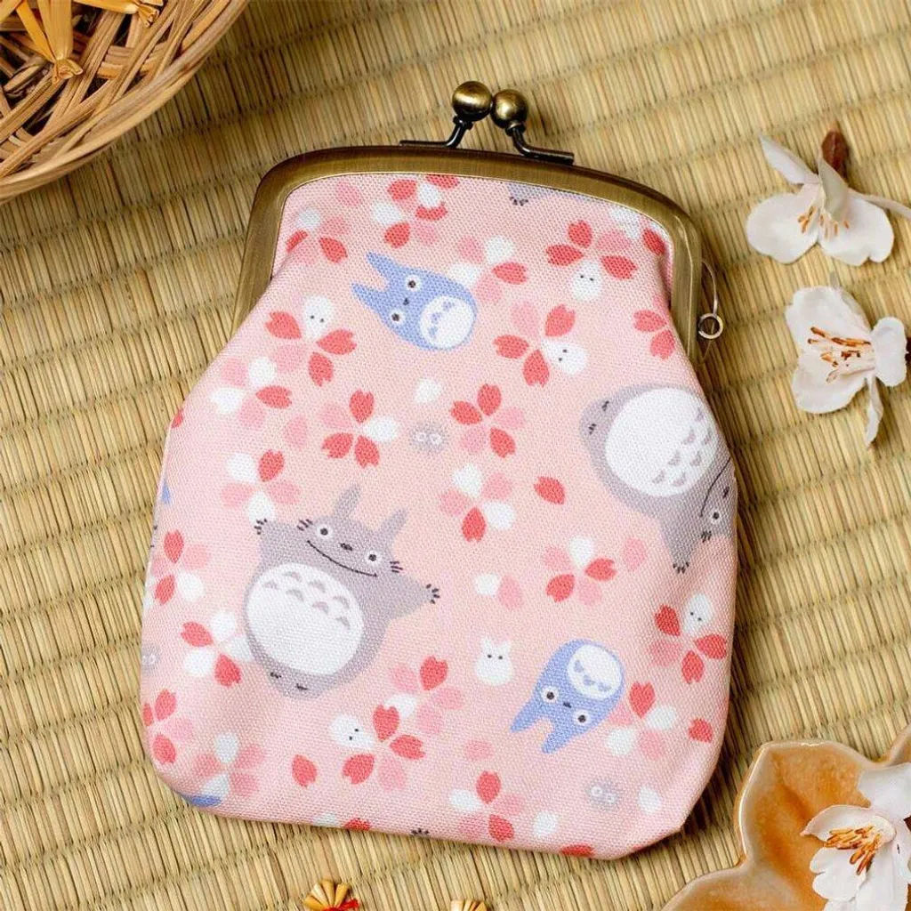 Grand Portefeuille Totoro Fleurs de Cerisier pour Femme avec Fermeture