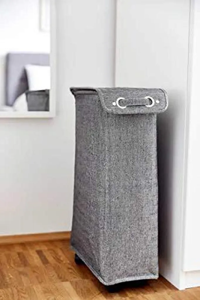 Panier à linge robuste 43L à roulettes avec structure renforcée - Gris - 5