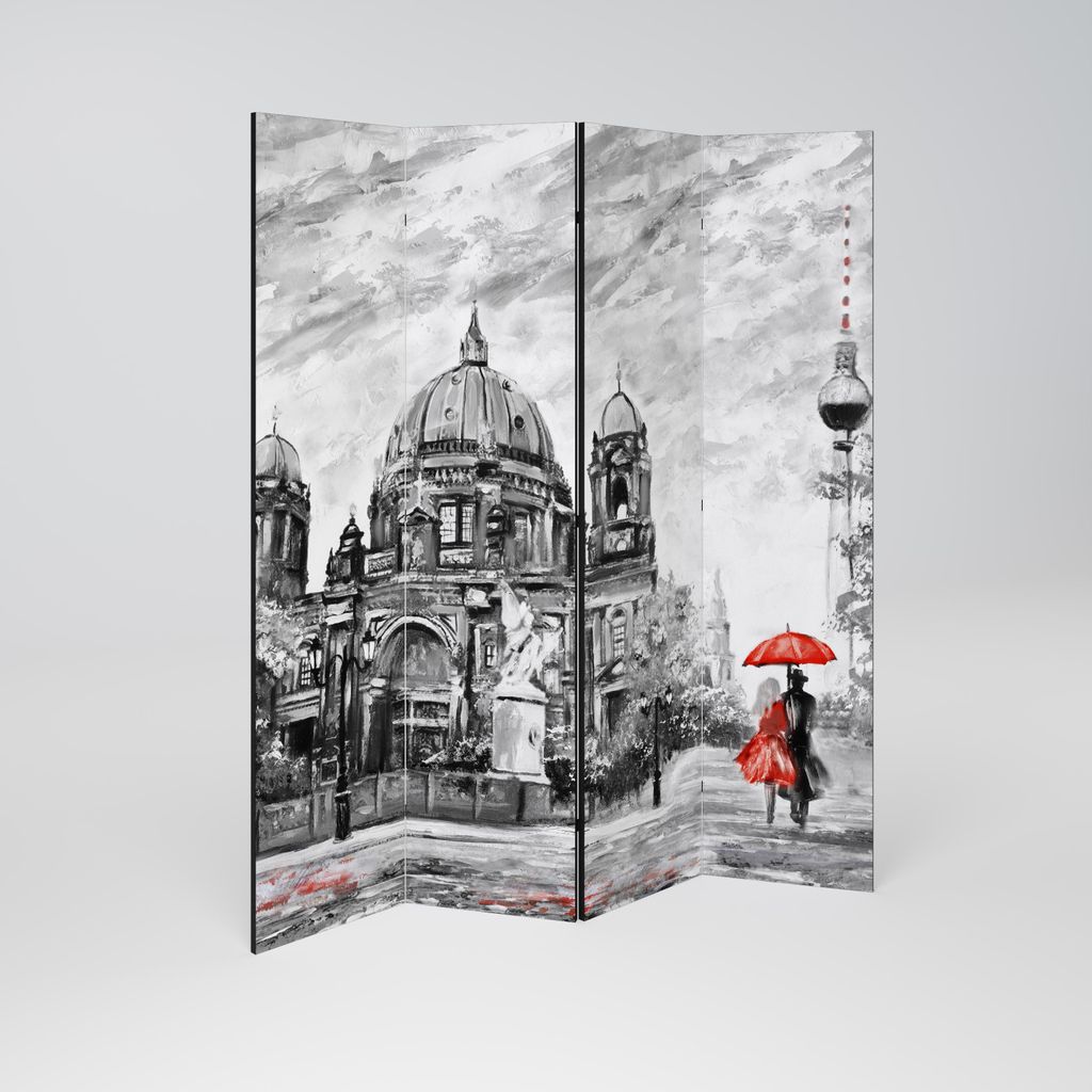 SpaceRebels Paravent Raumteiler - 4-teilig Raumtrenner, Druck 2-Seite - Raumtrenner - Trennwand Wohnung - Room Divider - Spanische Wand Deko Modern...