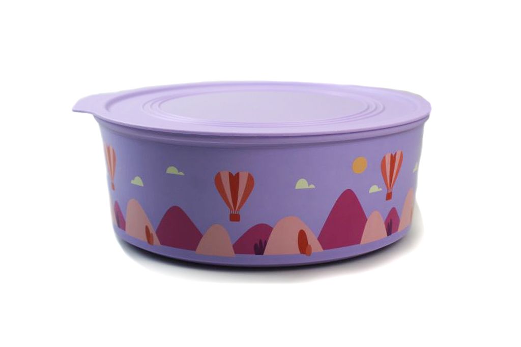 TUPPERWARE Quadro 1,5 L lila Muster runde Keksdose Box Vorrat Optimum Ultimo