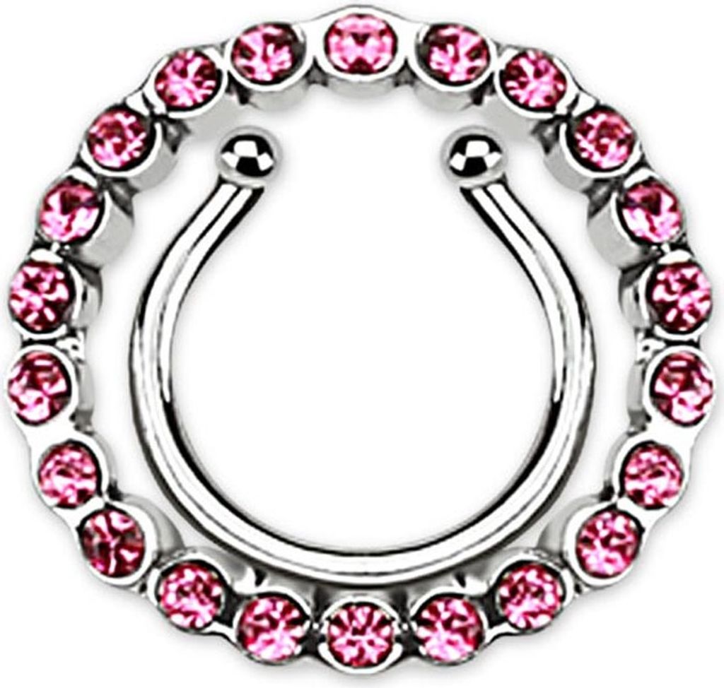 viva-adorno Fake Brustwarzenpiercing Nippel Piercing Brust Piercing Nippel Ring Clip on Z513 Farbe: Pink / Rosa