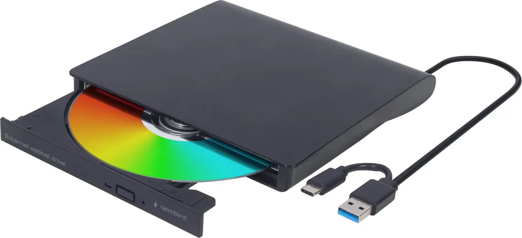Unità DVD Esterna Slim Gembird USB-C 3.1 - Design Nero Compatto