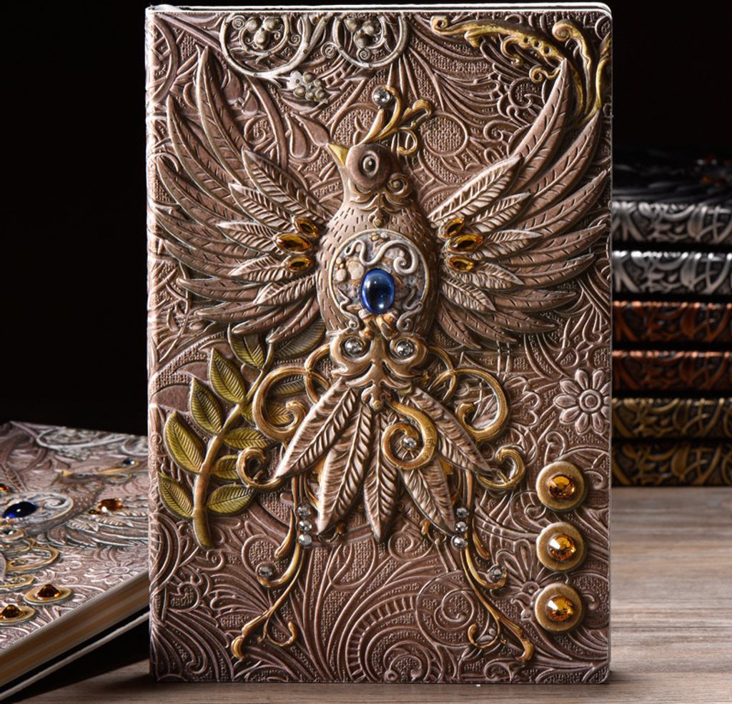 A5 Notizbuch Mit Drachen-3D-Motiv – Liniert, Vintage Lederoptik, In Geschenkbox