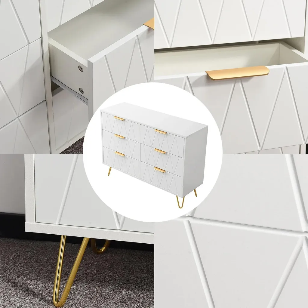 Commode de Rangement Gain de Place 4 Tiroirs Blanche en Bois Moderne