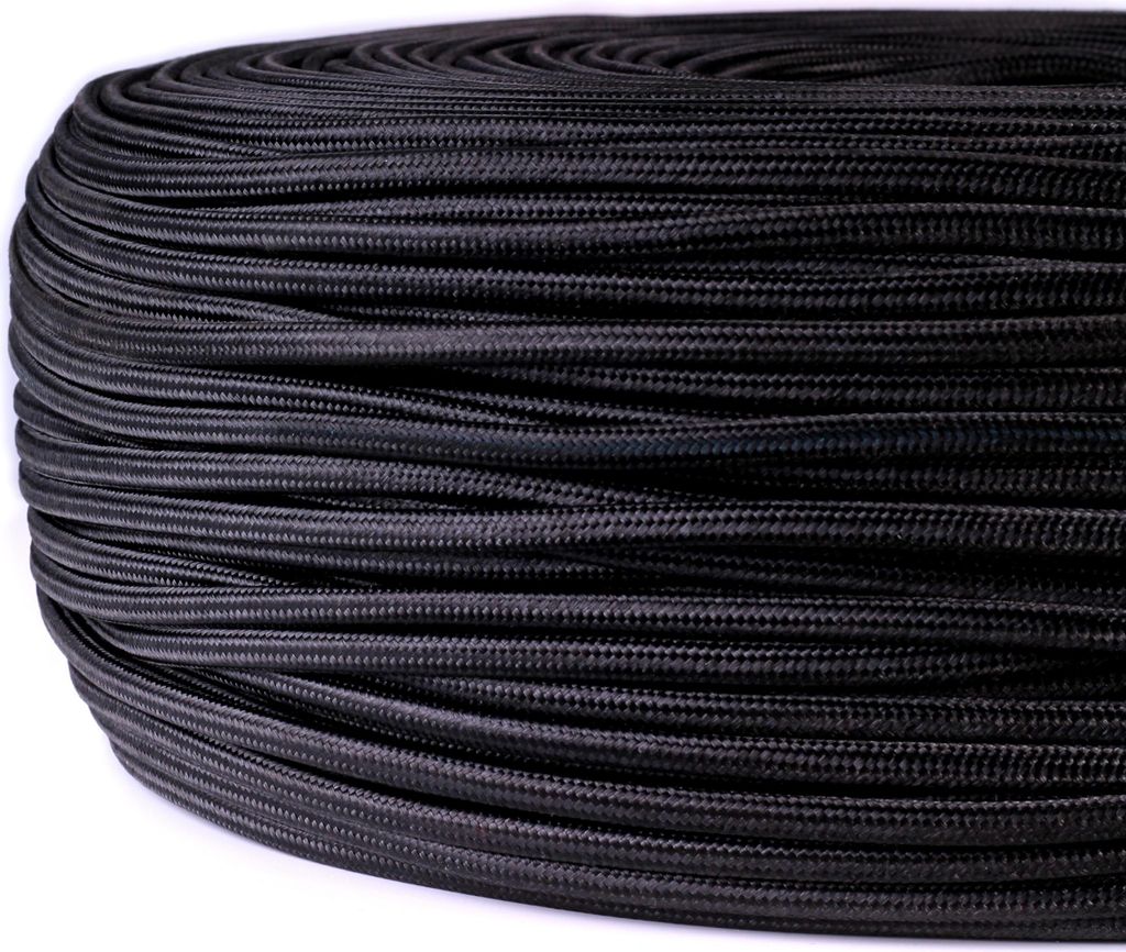 Stoffkabel 2x0,75mm² schwarz weiß gold rot braun orange - Farbe: Schwarz