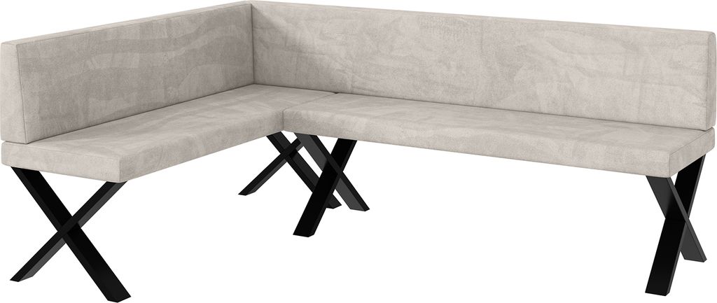 MEBLINI Eckbank für Esszimmer - Küchenbank - Essecke - Sitzecke Küche - TONI - X-Beine 142x196x87cm Links - Beige Samt