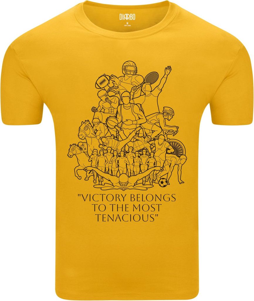 Diarbo Herren T-Shirt mit Sport Druck Die hartnäckigsten Spieler Gelb Gr.L