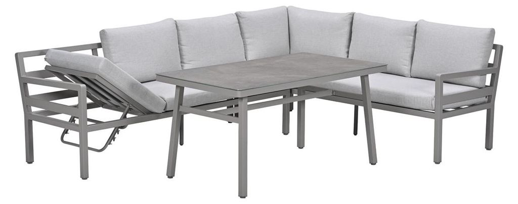 Garden Impressions Corsica Lounge-Dining Set - 4-teilig - rechts - Taupe - valley sand - slate grau keramisch Glass